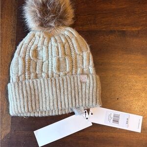 Calvin Klein Beige Knit Beanie with Pom-Pom